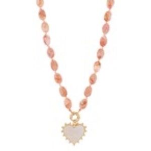 MOP Heart & Mable Stone Bead Necklace